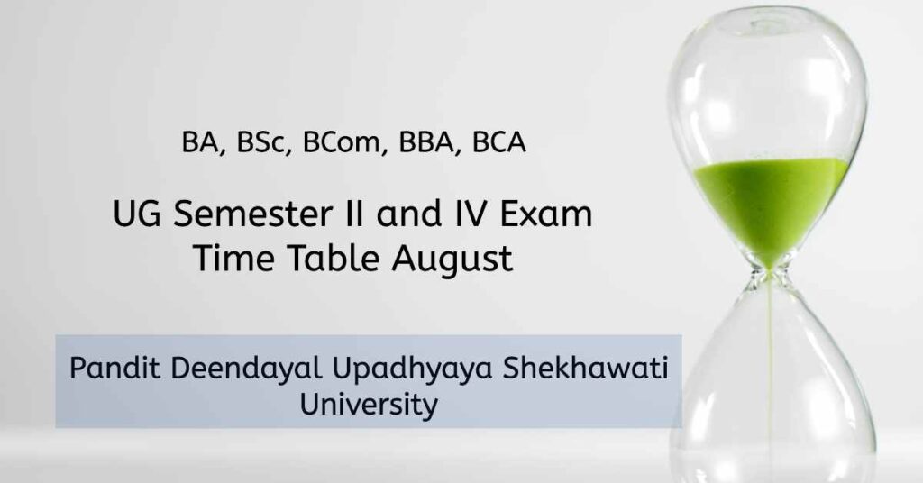 PDUSU UG Semester II and IV Main Exam Time Table August 2025